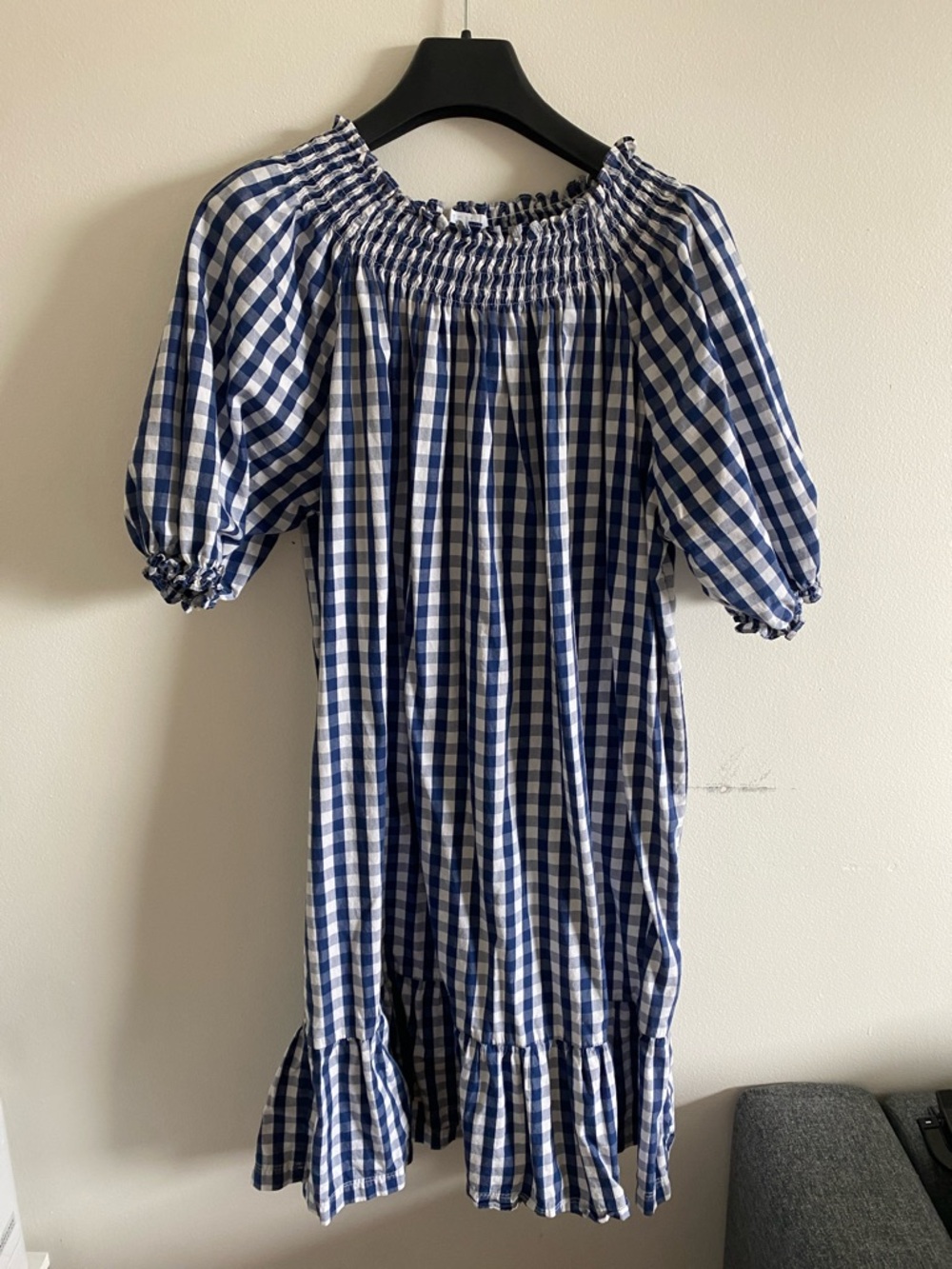 LAKE Veranda Blue and White Cotton Gingham Dress Size Large - Picture 3 of 8